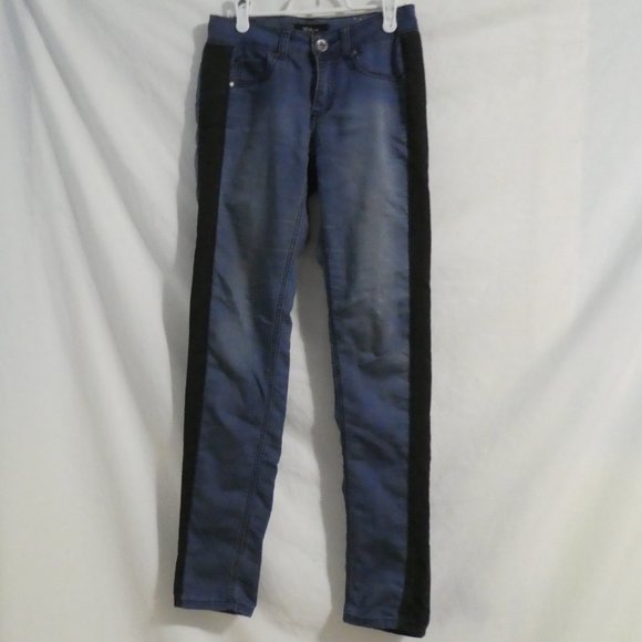 SUKO JEANS | size 4 | Faded Blue Denim With Black Striped Sides - Picture 1 of 16